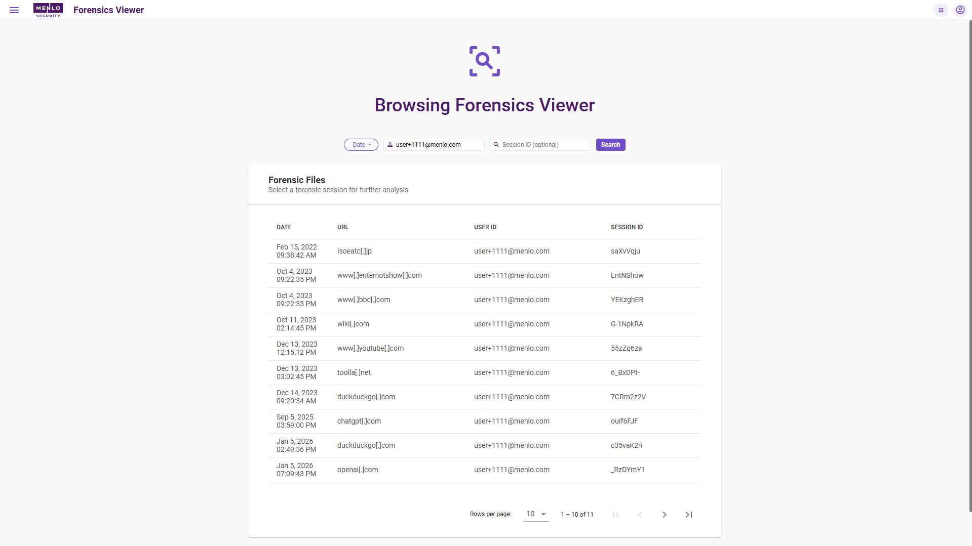 Developing Browsing Forensics UI at Menlo Security figure 1