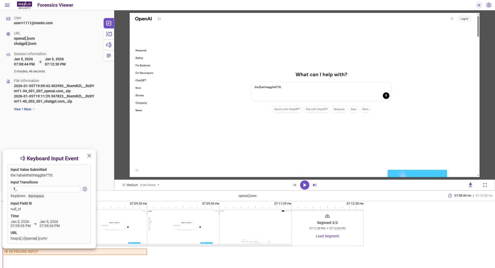Developing Browsing Forensics UI at Menlo Security figure 2