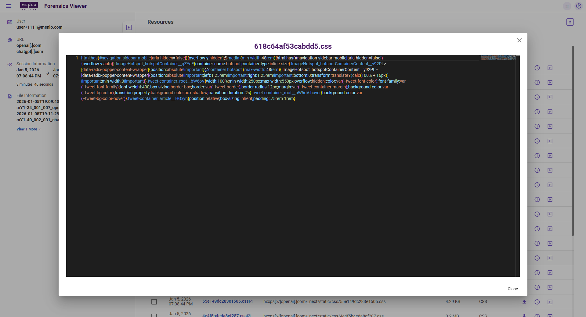 Developing Browsing Forensics UI at Menlo Security figure 4